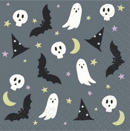 ΧΑΡΤΟΠΕΤΣΕΤΕΣ HALLOWEEN 33*33cm.20ΤΕΜ.QUIRIN GREY