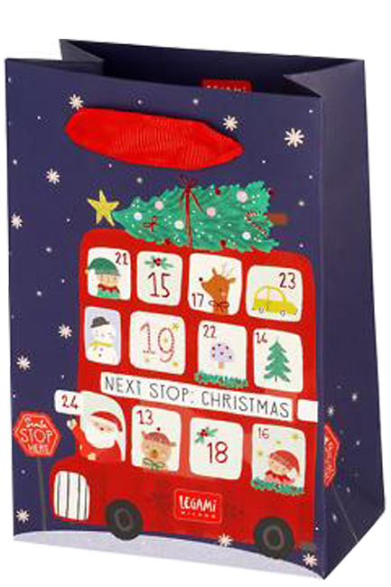 ΤΣΑΝΤΑ ΔΩΡΟΥ XMAS MEDIUM LEGAMI GB0672 CHRISTMAS BUS