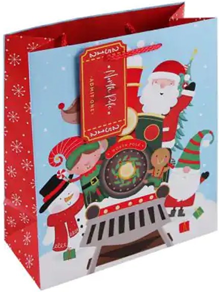 ΤΣΑΝΤΑ ΔΩΡΟΥ XMAS 22*25*10cm.FOIL ΤΡΕΝΑΚΙ