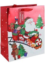 ΤΣΑΝΤΑ ΔΩΡΟΥ XMAS 26,5*33*14cm.SANTA ΤΡΕΝΑΚΙ