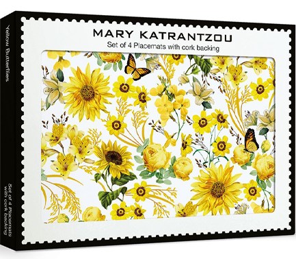 ΣΟΥΠΛΑ 29*21 εκ.MUSEUMS & GALLERIES ΣΕΤ 4 ΤΕΜ.MARY KATRANTZOU-YELLOW BUTTERFLIES
