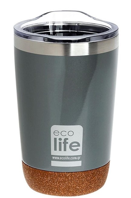 ΚΟΥΠΑ ΑΝΟΙΞΕΙΔΩΤΟ ΑΤΣΑΛΙ ΘΕΡΜΟΣ 370ml COFFEE CORK BOTTOM-LIGHT GREY
