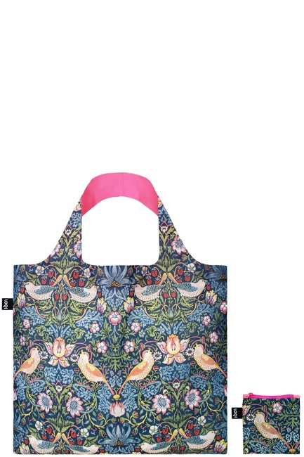 ΤΣΑΝΤΑ ΓΙΑ ΨΩΝΙΑ LOQI RECYCLED MUSEUM WM.ST.P WILLIAM MORRIS THE STRAWBERY THIEF-NEON PINK