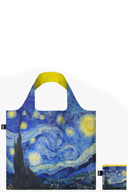 ΤΣΑΝΤΑ ΓΙΑ ΨΩΝΙΑ LOQI RECYCLED MUSEUM VG.SN.Y VINCENT VAN GOGH STARRY NIGHT-NEON YELLOW