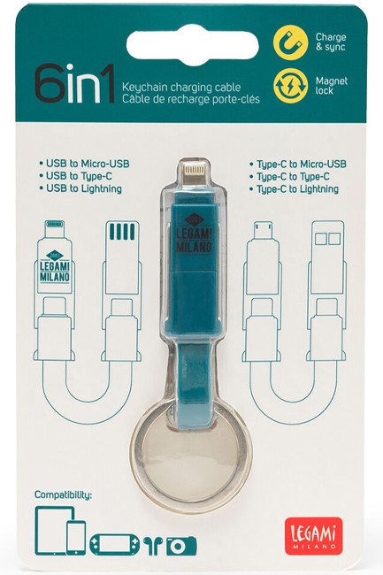 ΚΑΛΩΔΙΟ ΦΟΡΤΙΣΗΣ ΜΠΡΕΛΟΚ LEGAMI USB 3σε1 TYPE C-MICRO USB+LIGHTNING UCC0009 PETROL BLUE