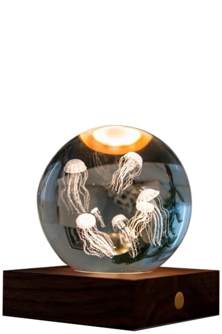 ΦΩΤΙΣΤΙΚΟ ΞΥΛΙΝΟ ΕΠΙΤΡΑΠΕΖΙΟ GINGKO AMBER CRYSTAL LIGHT G025JF 3D LASER JELLYFISH