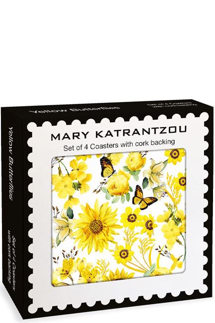 ΣΟΥΒΕΡ ΑΠΟ ΦΕΛΛΟ ΣΕΤ 4 ΤΕΜ.MUSEUMS & GALLERIES MARY KATRANTZOU-YELLOW BUTTERFLIES