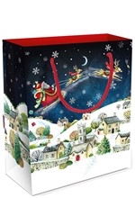 ΤΣΑΝΤΑ ΔΩΡΟΥ XMAS MUSEUMS & GALLERIES 23*18*10cm.DEVA EVANS SANTA OVER THE ROOFTOPS MEDIUM BAG