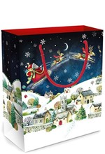 ΤΣΑΝΤΑ ΔΩΡΟΥ XMAS MUSEUMS & GALLERIES 31,5*26*13,5cm.ZERO PLASTIC SANTA OVER THE ROOFTOPS LARGE BAG