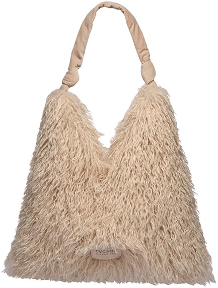 ΤΣΑΝΤΑ ΩΜΟΥ TUCANO BMONGSH-IY MONGOLIAN FUR SHOPPER IVORY