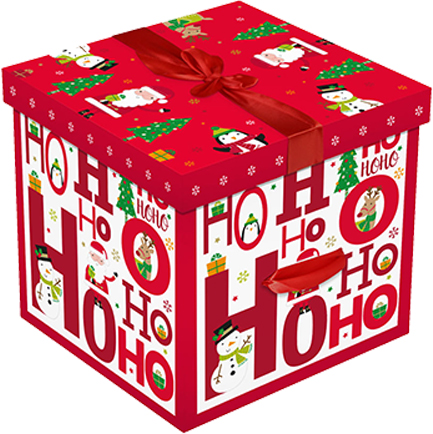 ΚΟΥΤΙ ΔΩΡΟΥ XMAS 28*28cm.HOHO ΜΕ ΦΙΟΓΚΟ