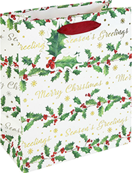 ΤΣΑΝΤΑ ΔΩΡΟΥ XMAS 33*46*15cm.HOLY TEXT WHITE