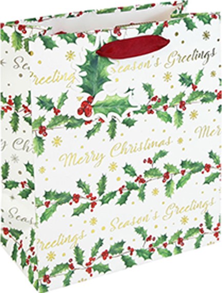 ΤΣΑΝΤΑ ΔΩΡΟΥ XMAS 33*46*15cm.HOLY TEXT WHITE