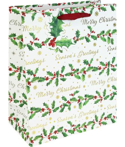 ΤΣΑΝΤΑ ΔΩΡΟΥ XMAS 27*33*14cm.HOLY TEXT WHITE