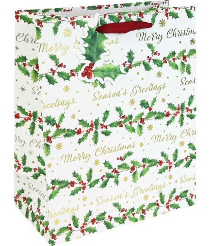 ΤΣΑΝΤΑ ΔΩΡΟΥ XMAS 27*33*14cm.HOLY TEXT WHITE