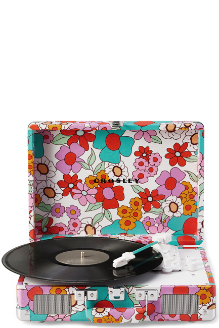 ΠΙΚΑΠ ΒΑΛΙΤΣΑ CROSLEY CRUISER PLUS CR8005F-GF4 MΕ ΕΝΣΩΜΑΤΩΜΕΝΑ ΗΧΕΙΑ 2-WAY BLUETOOTH GROOVY FLOWERS