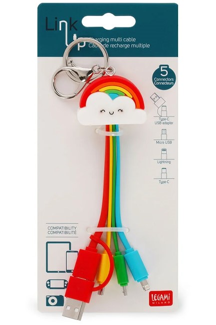 ΚΑΛΩΔΙΟ ΦΟΡΤΙΣΗΣ ΜΠΡΕΛΟΚ LEGAMI USB 3σε1 TYPE C-MICRO USB+LIGHTNING UCC00013 RAINBOW
