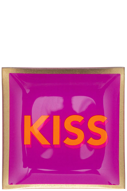 ΠΙΑΤΟ ΓΥΑΛΙΝΟ GIFT COMPANY 10*10 εκ.KISS FUCHSIA GOLD
