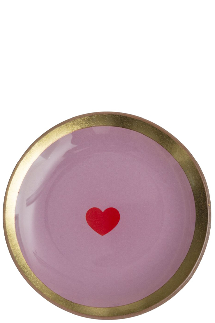 ΠΙΑΤΟ ΓΥΑΛΙΝΟ GIFT COMPANY 10*10 εκ.HEART PINK GOLD