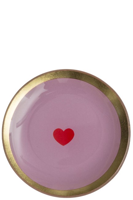 ΠΙΑΤΟ ΓΥΑΛΙΝΟ GIFT COMPANY 10*10 εκ.HEART PINK GOLD