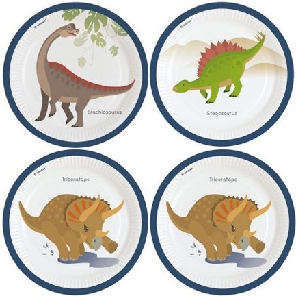 ΠΙΑΤΑ Ø23cm.ΣΕΤ 8ΤΕΜ.HAPPY DINOSAUR