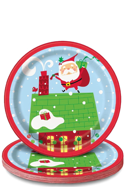 ΠΙΑΤΑ XMAS Ø18c m.ΣΕΤ 8ΤΕΜ.COLORFUL SANTA